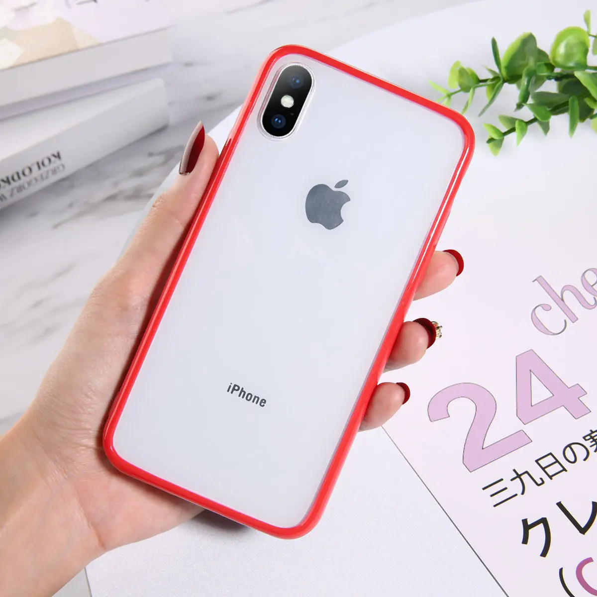 Красный Lovebay прозрачные Простые Чехлы для телефона для iphone 11 Pro X XR XS Max пары TPU акрил для iphone 11 6 6S 7 8 Plus чехол - Цвет: Красный