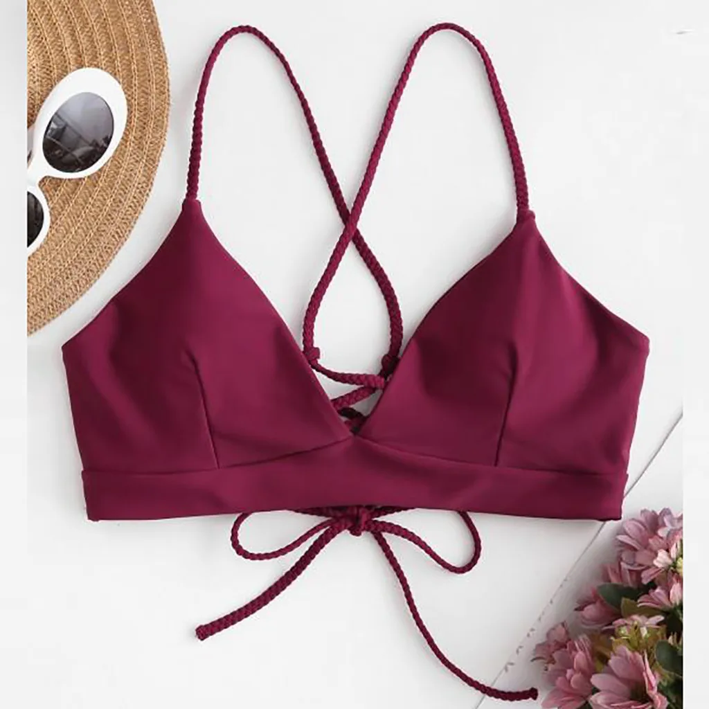 

Sexy Women's Swimsuit Top Bandage Push-up Bikini Swimwear Tops Padded Bra Swimsuit 2022 New Woman Swimsuits Swim Beachwear Bras