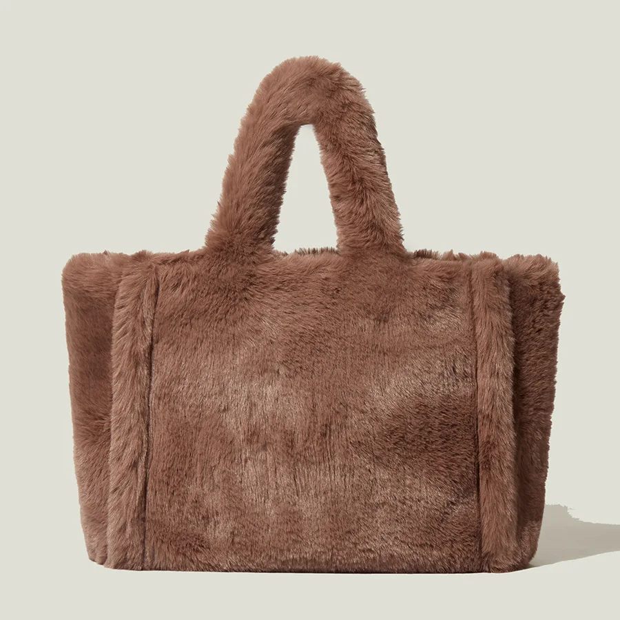

Luxury Faux Fur Bags for Women Handbag Fashion Fluffy Plush Shoulder Bag Designer Winter Warm Tote Shopper Purse Ladies Clutch