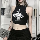 Женский топ без рукавов, с круглым вырезом и принтом скелета