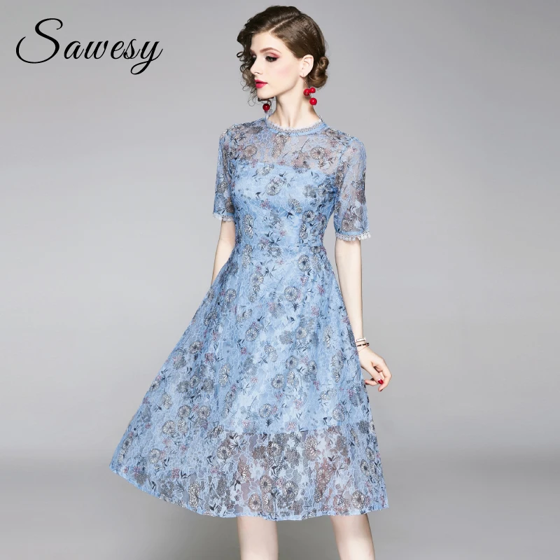 Элегантные кружевные плиссированные вечерние платья миди Европейское женское