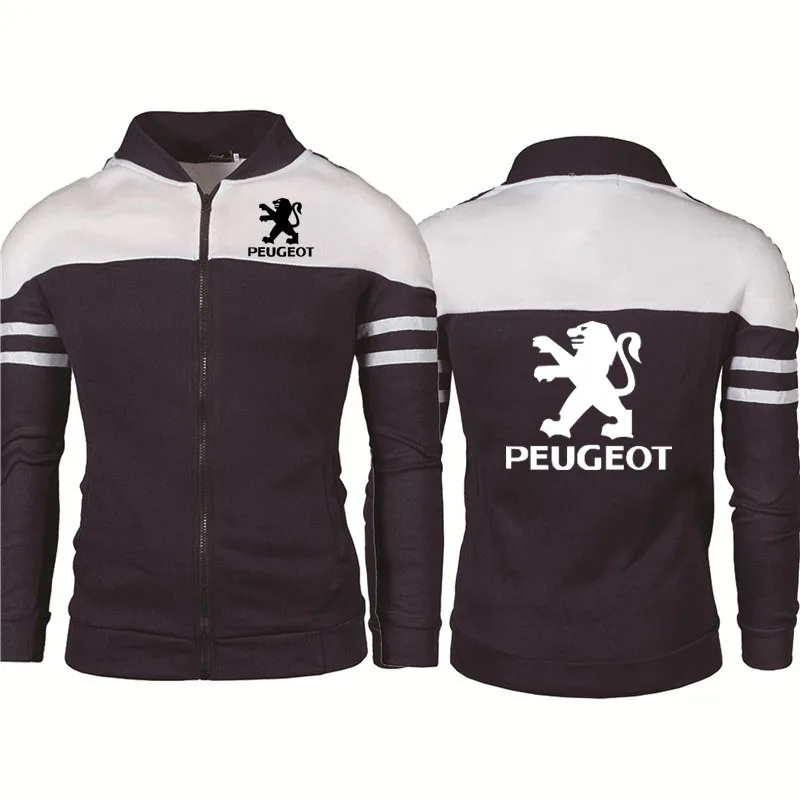 

spring autumn Men's jackets pullover coats Peugeot Car Logo Print high quality cotton Splicing Men's Zip Jacket clothing