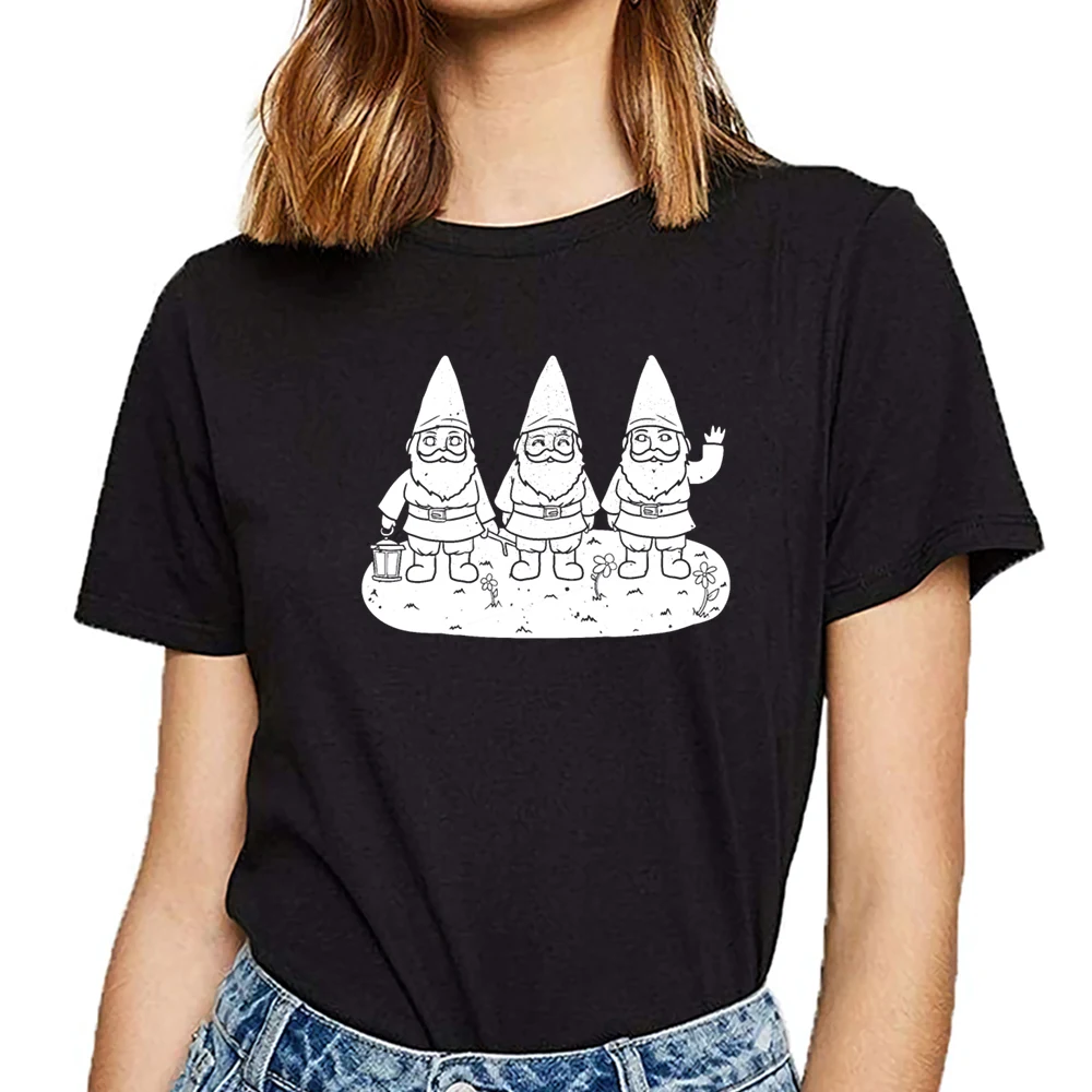 Топы футболки для женщин садовые гномы карликовые садовники летняя женская