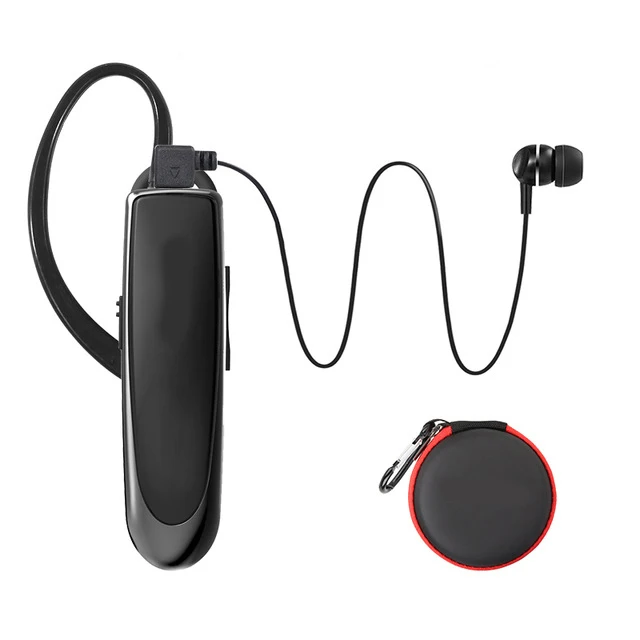 Black-bag Мини Бизнес Bluetooth наушники с Ушные крючки Беспроводной гарнитура с микрофоном громкой связи спортивные наушники стерео Bluetooth Car Kit - Цвет: Black-bag