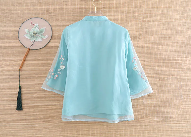 Женская летняя Свободная рубашка с вышивкой в китайском стиле | Тематическая