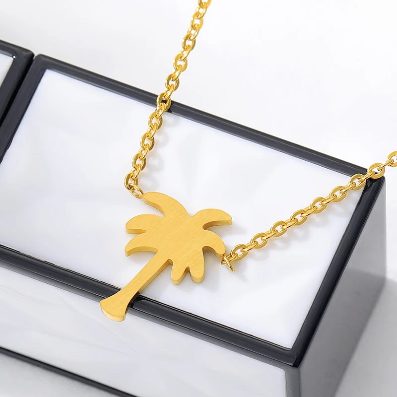 V привлечь Лето 2017 г. Jewelry Нержавеющая сталь простой Palm Tree Цепочки и ожерелья