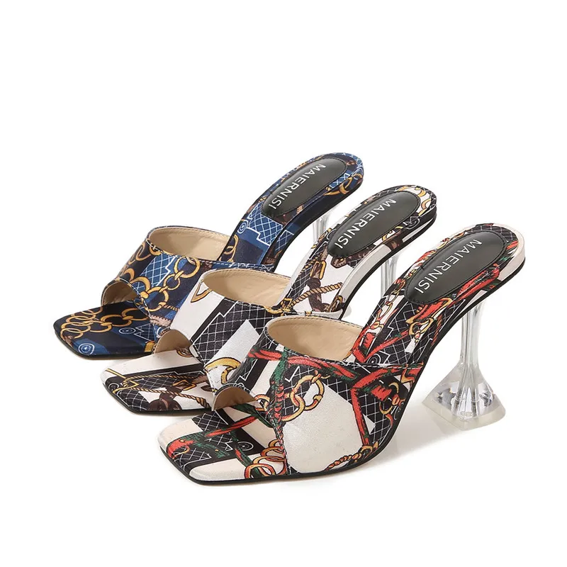 Модные женские летние туфли OULYYYOGO с открытым носком на высоком каблуке 9 см