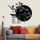 Японские Настенные наклейки на ветку дерева Sakura Bird Stork для гостиной, винила, большая наклейка на стену, украшение для офиса, спальни, W624