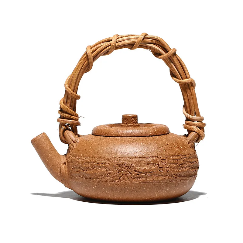 

Zisha teapot raw crabmeat section Ruyi bamboo woven beam teapot Li Haiyan tea set