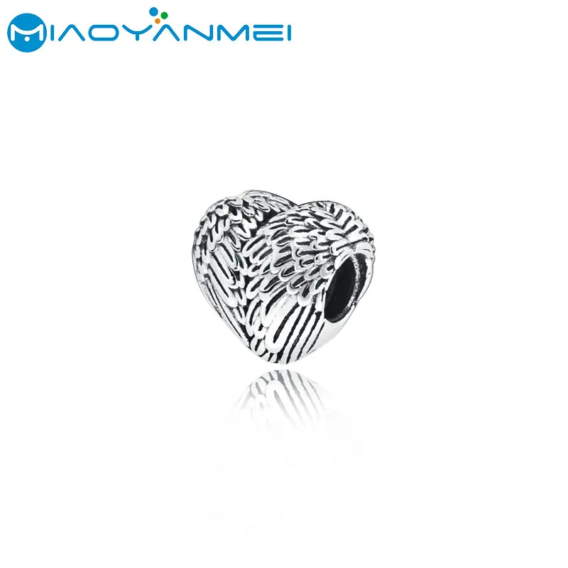 

Романтический серебряные бусины 925 пробы Крылья Ангела сердце браслеты с подвесками, подходят к оригинальным браслетам Pandora, для создания м...