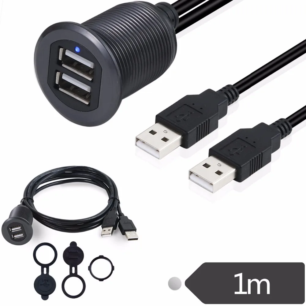 10 шт. x светодиодный светильник, металлический корпус, двойной USB разъем, удлинитель, штекер, свинцовая панель, шнур для передачи данных, автомобильная панель, заподлицо, бренд