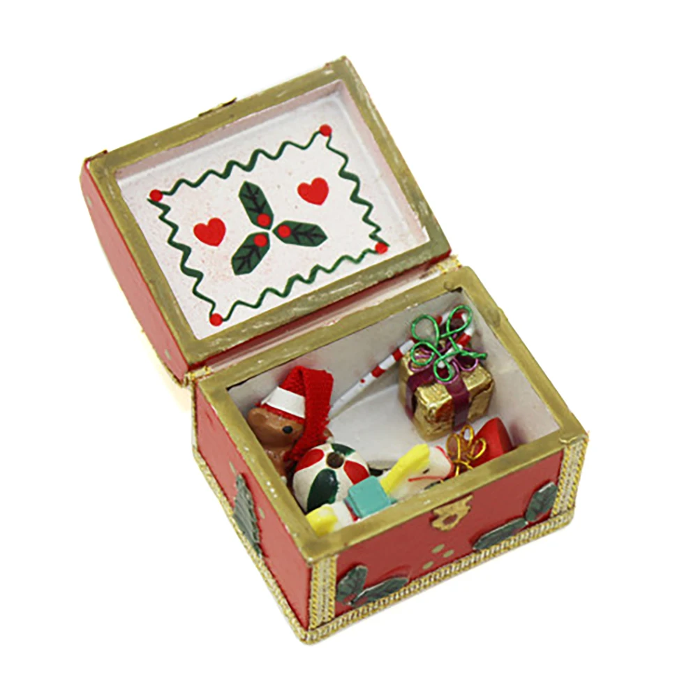 1/12 Dollhouse Miniature Accessories Mini Wooden Christmas Gift Box Model for Doll House Decoration ob11