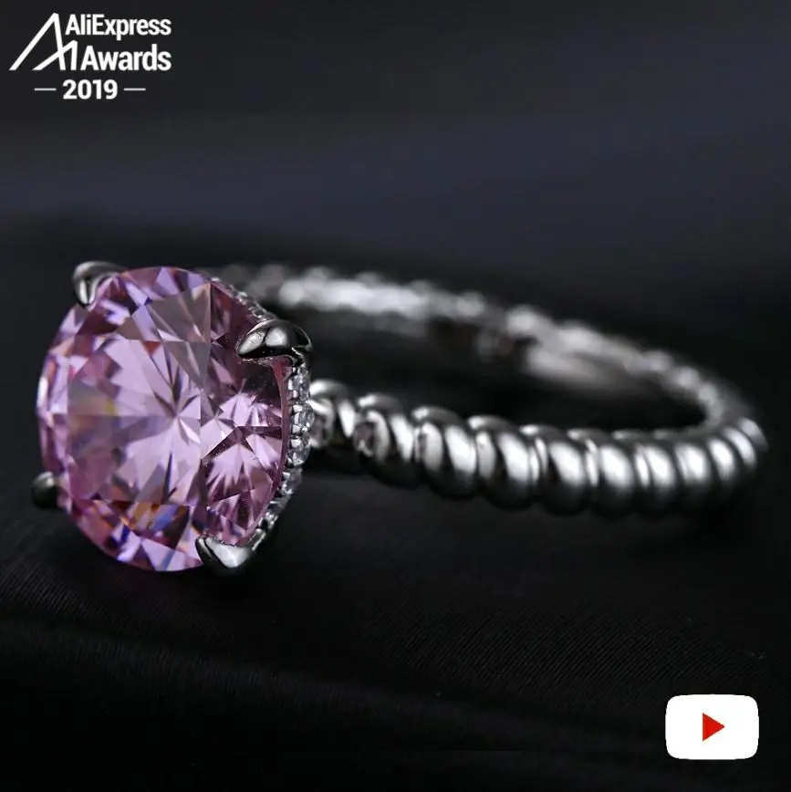 Кольцо из серебра 925 пробы с круглым бриллиантом свадебное Ювелирное Украшение