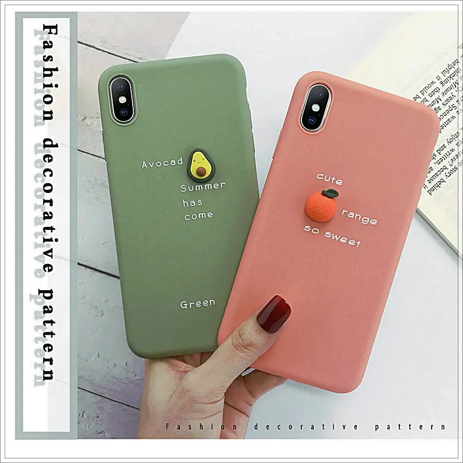 Personalised iphone xs max Case 3D Candy Color Avocado Letter Soft Phone Silicone For iPhone 7 6 6S 8 Plus Cover | Мобильные