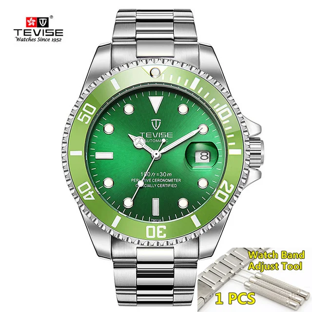 Tevise Top Brand Luxury Men Mechanical Watches Automatic waterproof Stainless Steel Men Wristwatches Relogio Masculino - Цвет: 2-blue-silver