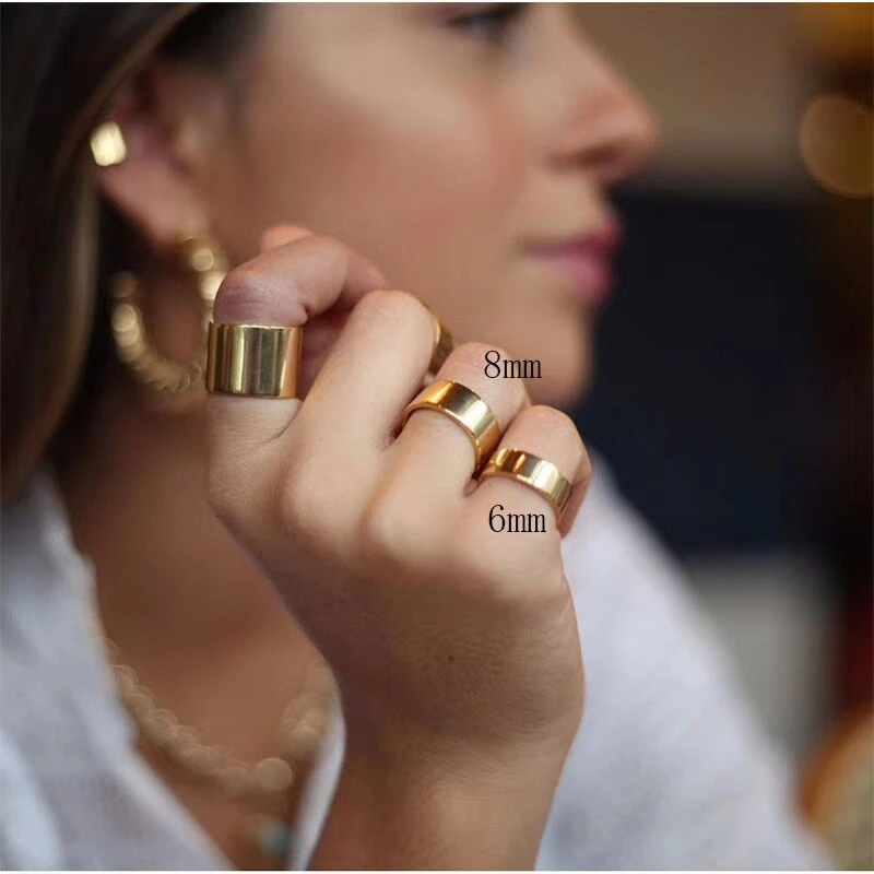 Шикарные простые женские кольца из нержавеющей стали в форме трубы 2/4/6/8/10 мм