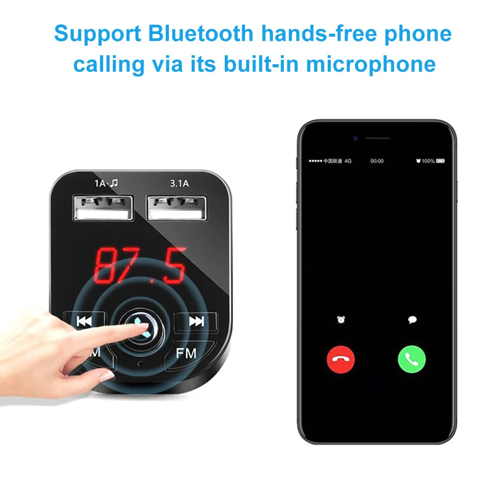 Автомобильный Bluetooth fm-передатчик двойной USB порт зарядное устройство fm-модулятор MP3-плеер Автомобильная Зажигалка беспроводные звонки, музыка плеер