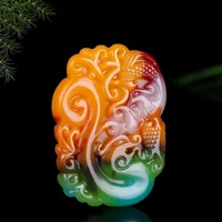 chinese natural colour jade dragon phoenix pendant necklace hand carved jadeite charm jewelry amulet fashion for men women gifts