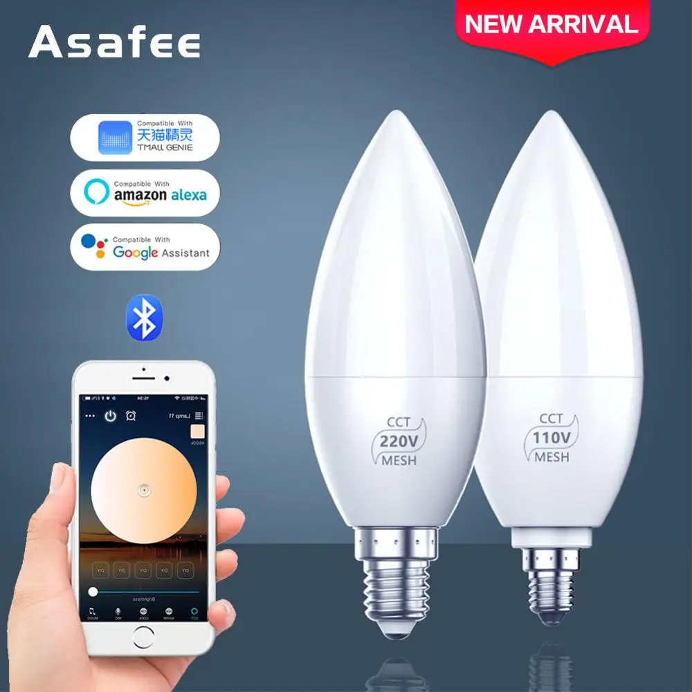 4W светодиодный светильник в форме свечи E14 E12 110V 220V BT Mesh CCT белый теплый светодиодный светильник