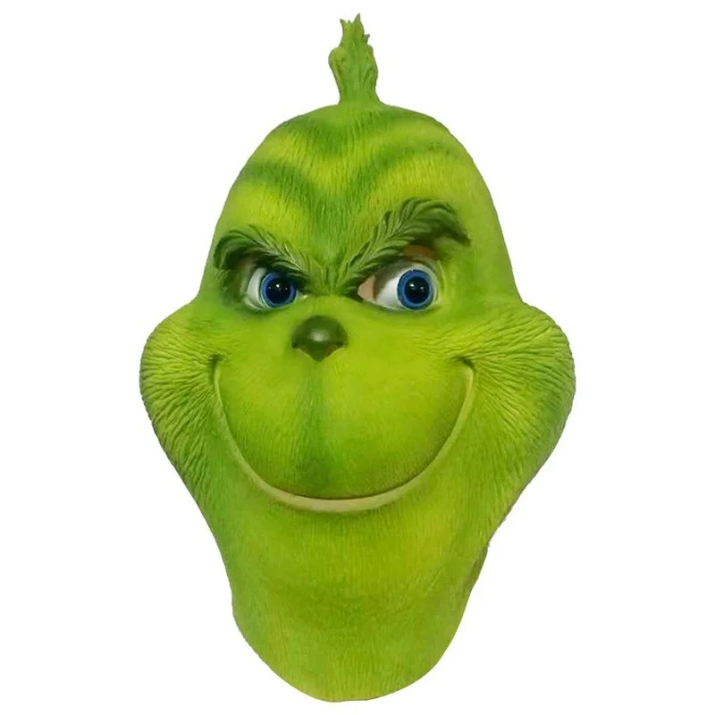 

Grinch Mask Halloween Mask Anime White-eyed Green Hairy Monster Grinch Mask Latex Headgear Christmas Geek Masques Clown Props