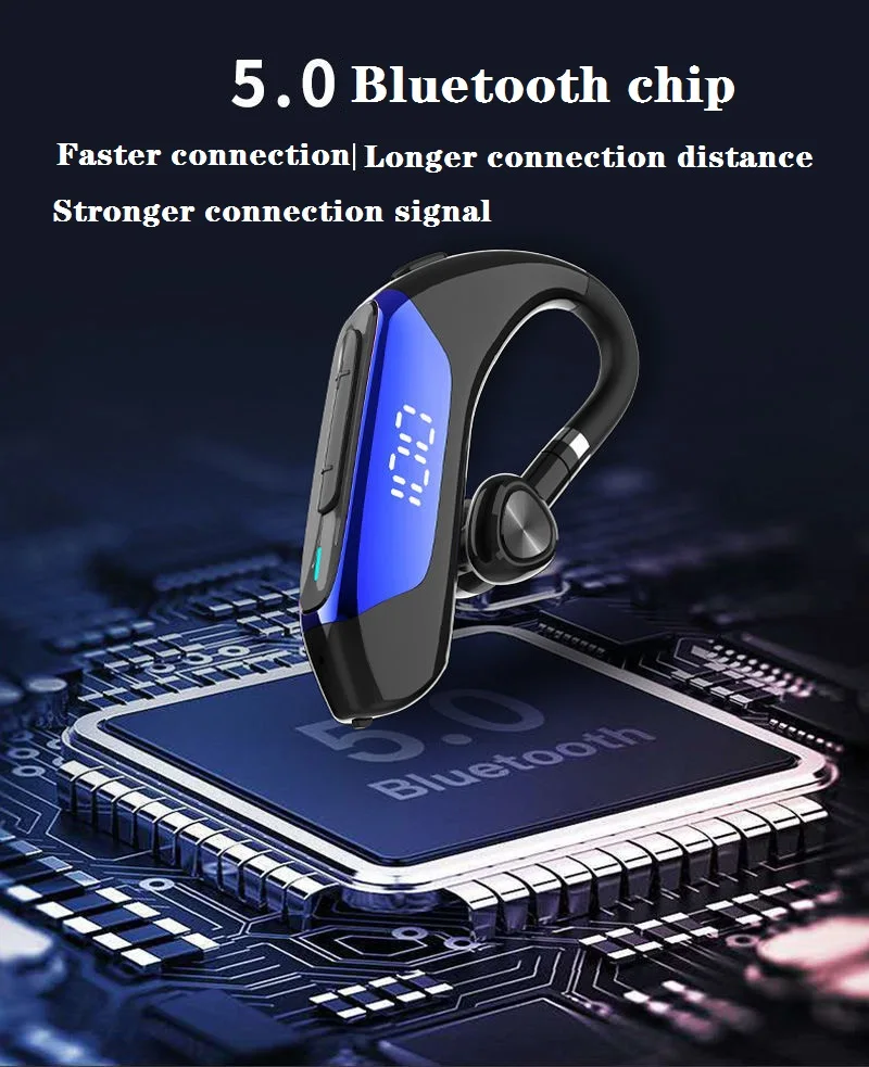 

Newest Bluetooth Headset 5.0 Earpiece Handsfree Headphones LED Display 9D Stereo Earbud Earpiece For iPhone xiaomi