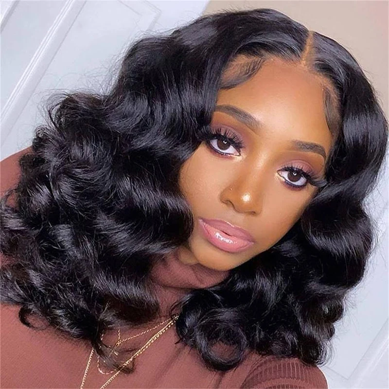 

Loose Deep Wave 13x4 Bob Wig Human Hair Wigs For Women Peruvian 4x4 HD Lace Short Bob Wig PrePlucked 180% Density VSHOW HAIR
