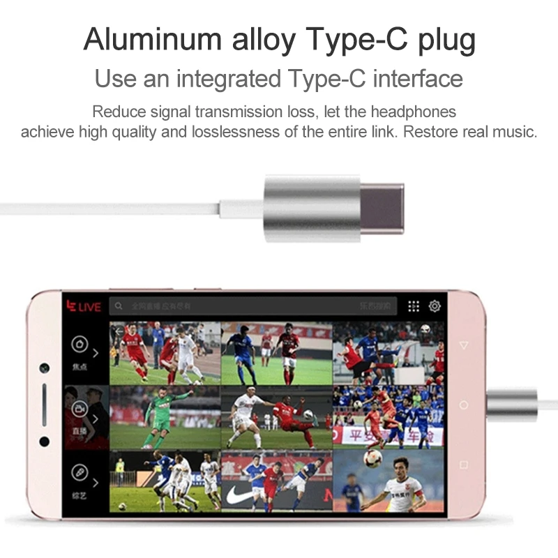 

Wired Earphones 1.2m Wired In Ear USB-C / Type-C Interface Metal Stereo Earphones with Mic For samsung huawei xiaomi vivo oppo