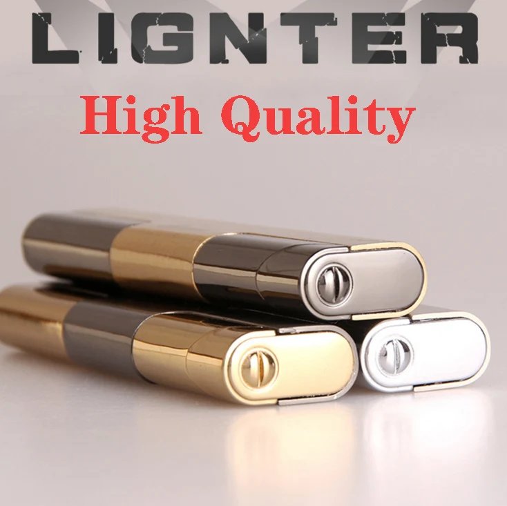 Металлическая Бутановая газовая Зажигалка Ветрозащитная ультра тонкая Мини