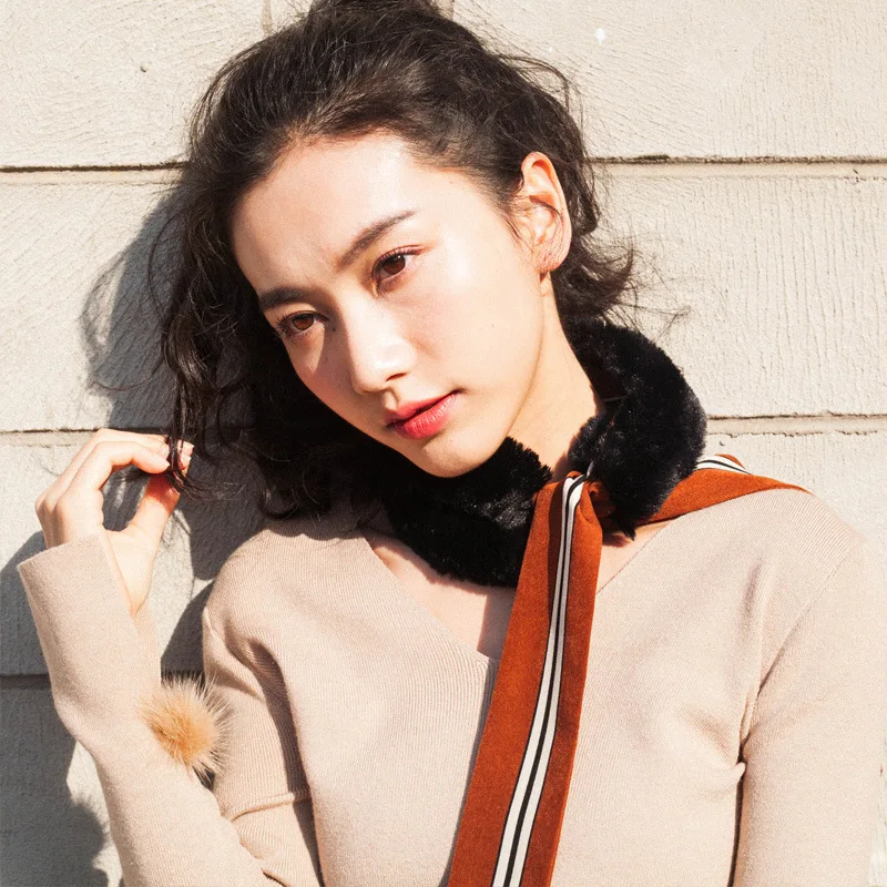 Зимние Модные женские туфли искусственный меховой шарф воротник с принтом плед