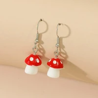2021 korean jewelry red mushroom creative complex plant earrings party accessories for women