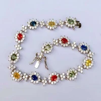 Plant Natural Colored Sapphire Bracelet for Women Party Fine Jewelry S925 sterling silver Elegant Real Gemstones Certificated