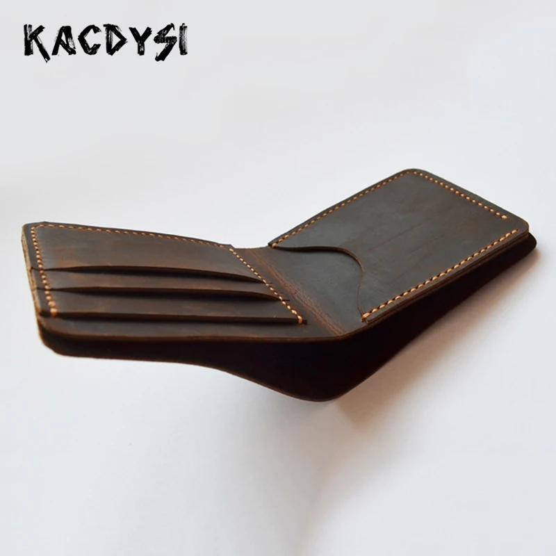 Кожаный мужской кошелек ручной работы в стиле ретро просто бумажник простой