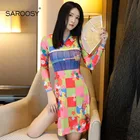 Женское Эротическое платье SAROOSY, прозрачное эластичное мини-платье с высоким вырезом и цветами вишни, Новое поступление