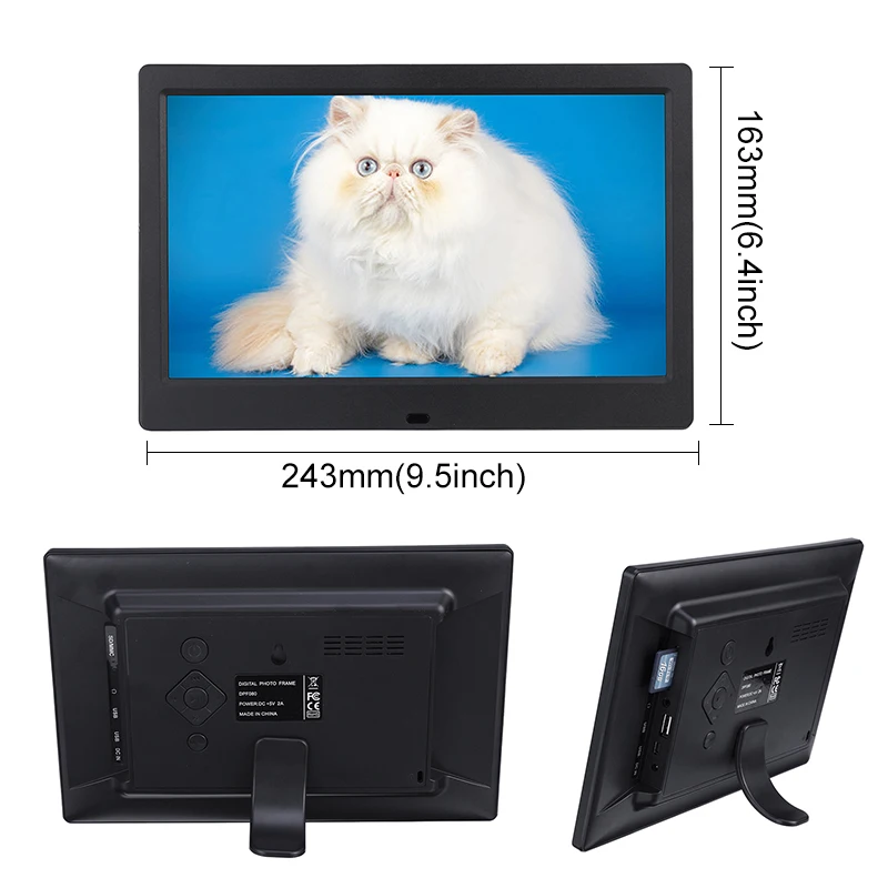 

10 Inch 1024x600 HD Digital Photo Frame Picture Electronic Album Mult-Media Player MP3 MP4 Alarm Clock with Remote Control Gift