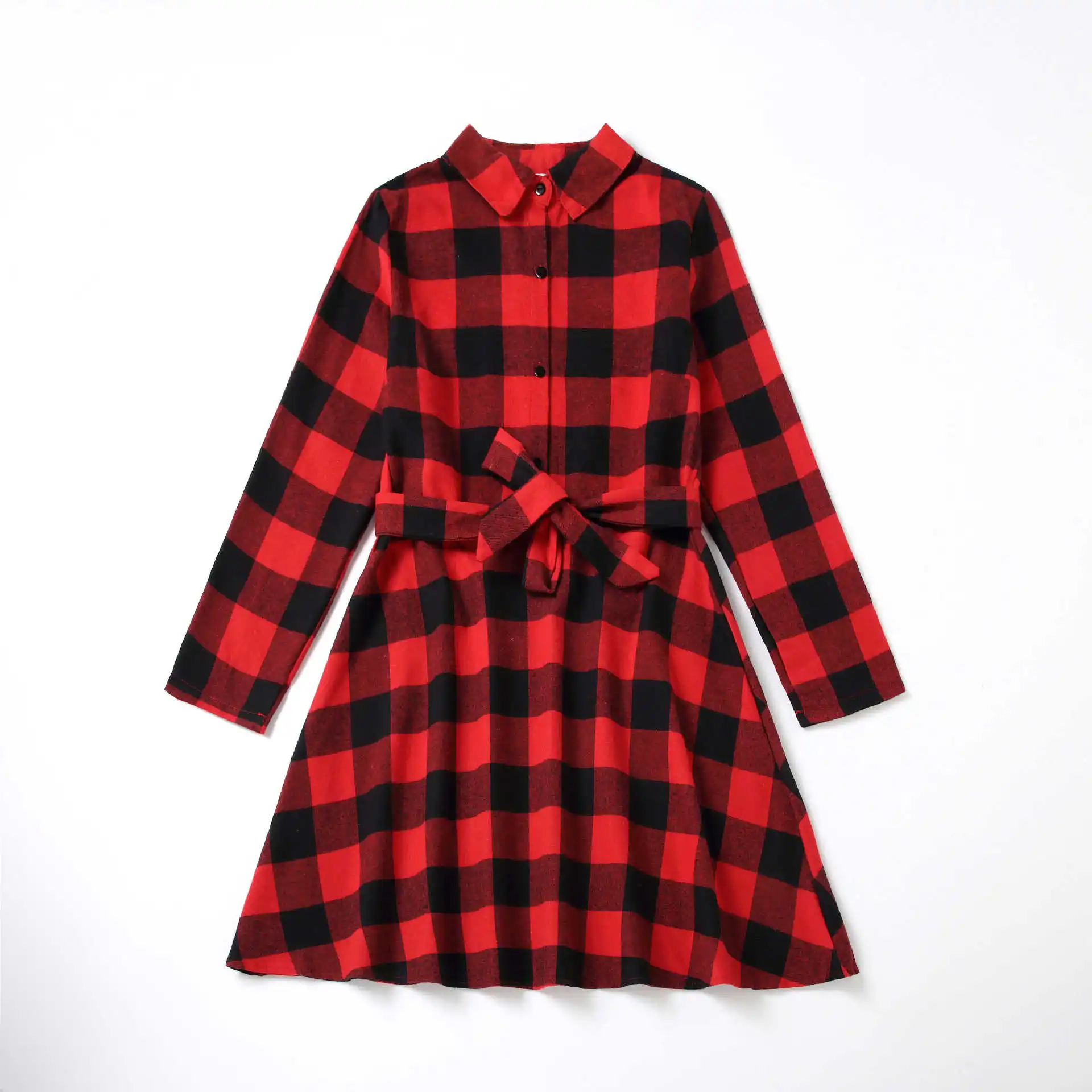 

Mom and daughter dress Autumn winter red Grid Long Sleeve Bowknot For Mommy and me clothes Mother and daughter clothes Vestido
