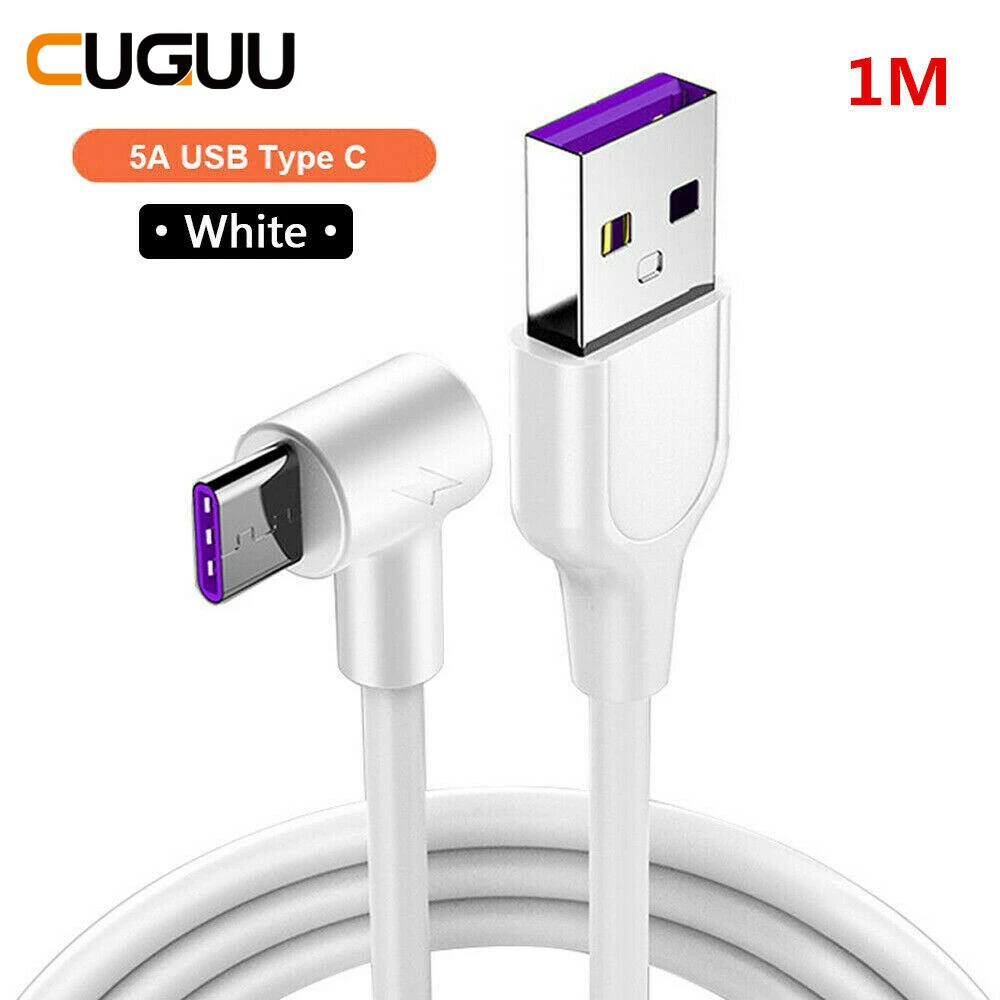 5А usb type-C кабель для быстрой зарядки для Xiaomi 90 Угол зарядного устройства кабели для передачи данных 1 м 2 м type-C провод зарядное устройство для телефона huawei mate