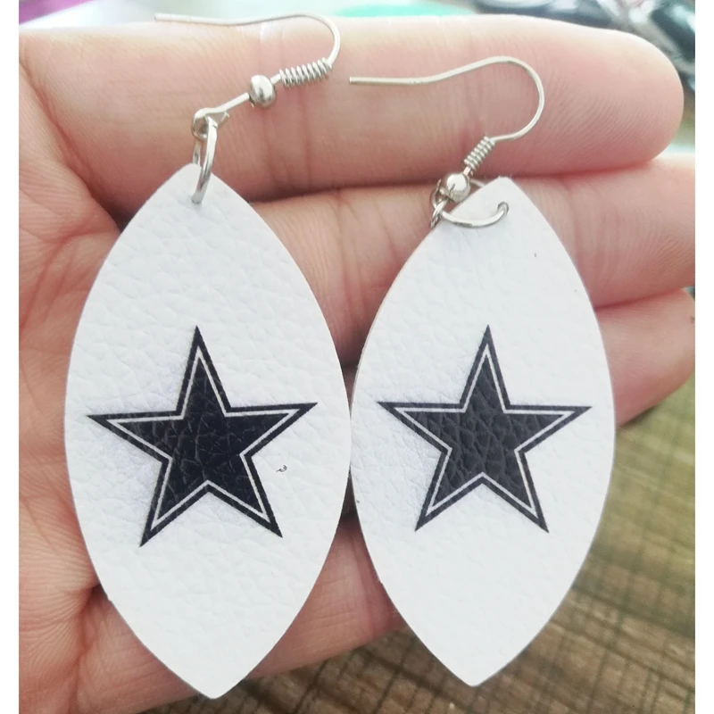 Искусственная кожа Ковбой футбольная команда серьги каплевидные в форме листа