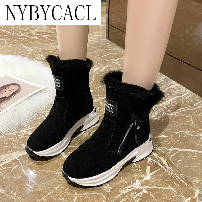 2022 Woman Shoes New Zipper Snow Boots for Women Winter Suede Platform Ankle Boots Ladies Casual Warm Plush Woman Winter Boots