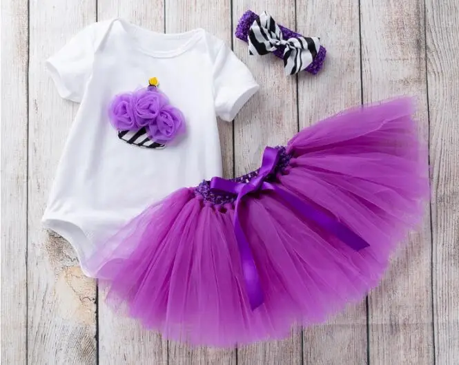 Одежда для маленьких девочек Летняя хлопковая с коротким рукавом 3D Рисунок торта