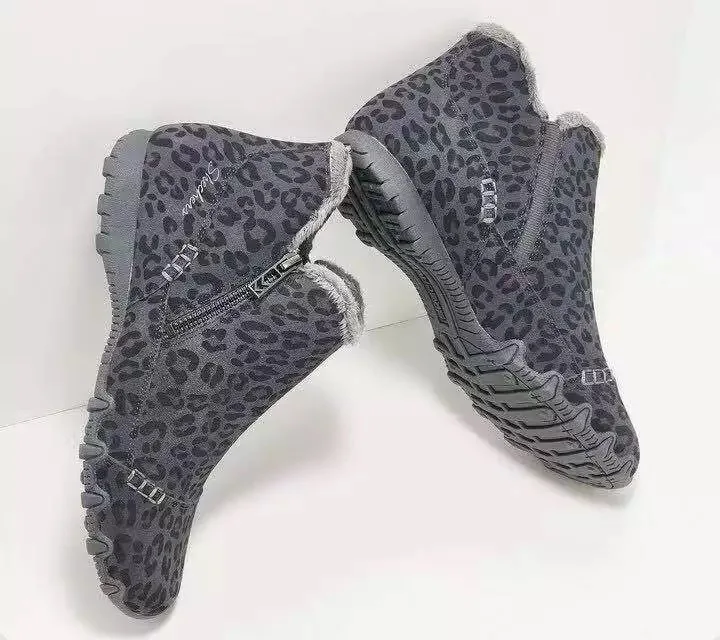 2021 Casual Snow Boots Women 2021 New Thick Velvet Zipper Boots Winter Fashion Boots Warmth Flat Heel Ankle Boots Botas De Mujer