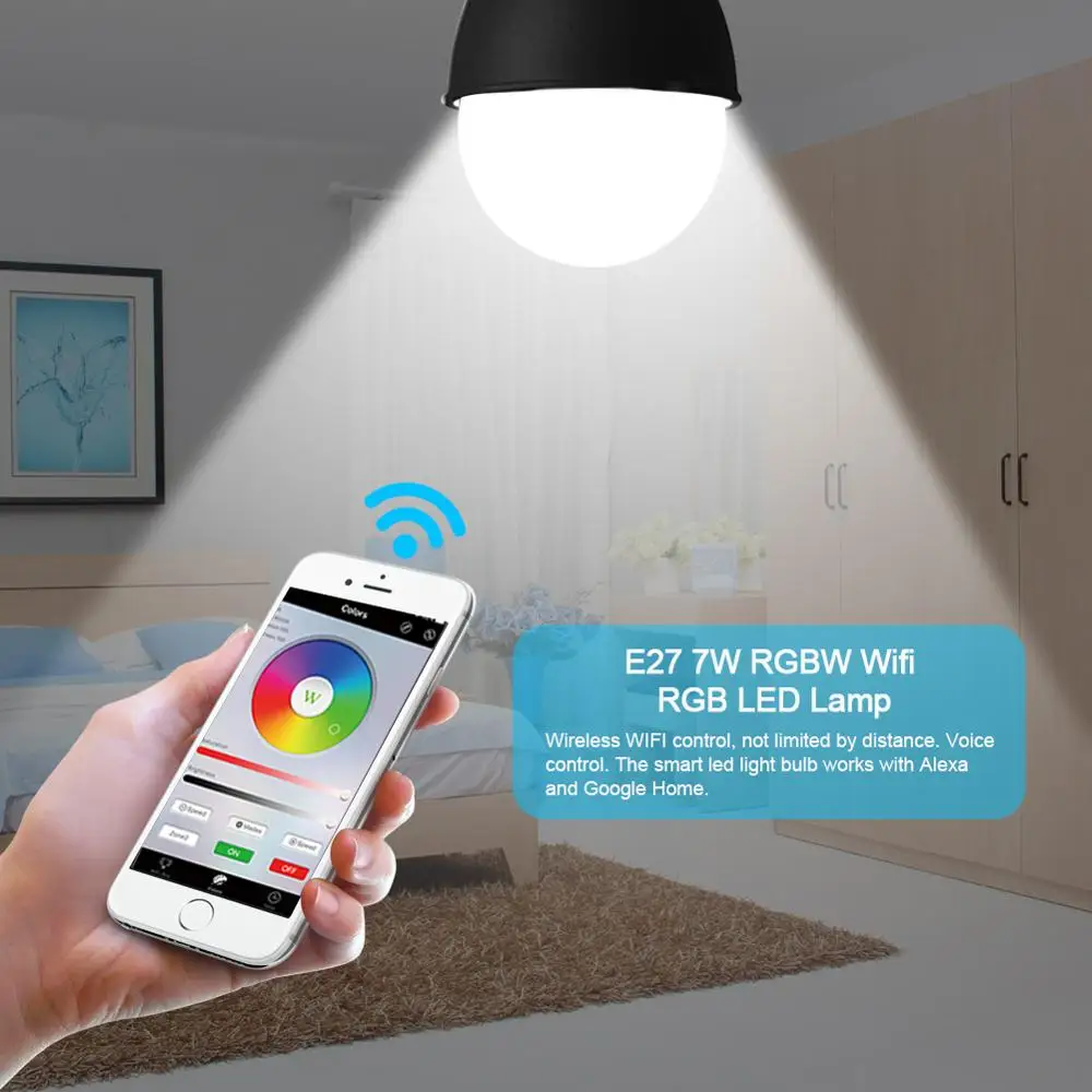 Светодиодная лампа смарт лампочка Wifi светодиодный светильник RGBW 10 Вт E27/E26/B22