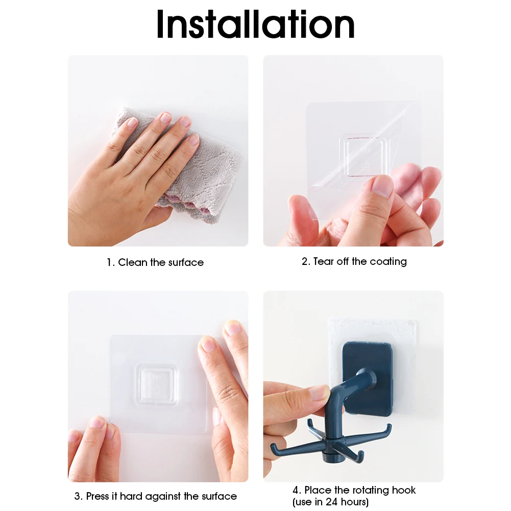 

2021 New Punch-free Wall-mounted 360 Degree Rotatable Four-claw Storage Hook Kitchen Utensils Rack Kitchen Organize Utensils