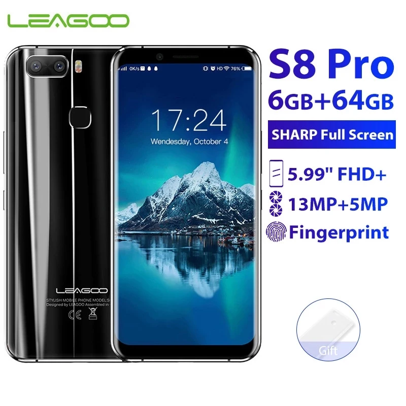 Оригинальный Новый LEAGOO S8 Pro 6 Гб 64 5 99 &quot18:9 мобильный телефон Android 7 0 MTK6757 Octa Core 13.0MP