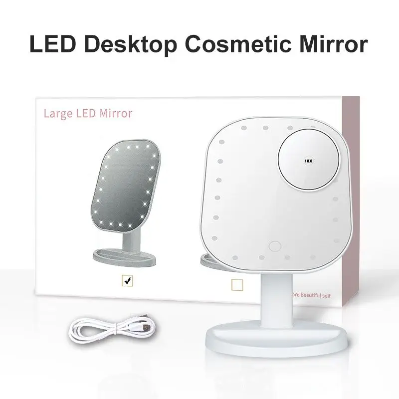 

LED Makeup Mirror Touch Control LED Fill light beauty mirror Make up 180 Degree Rotation Portable Dressing Table Mirror