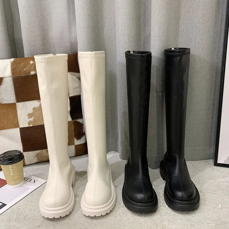 

Women's High Boots 2021 Autumn Winter New Tight High Knight's Style Boots for Women Fashion Black Platform Woman Shoes 100702