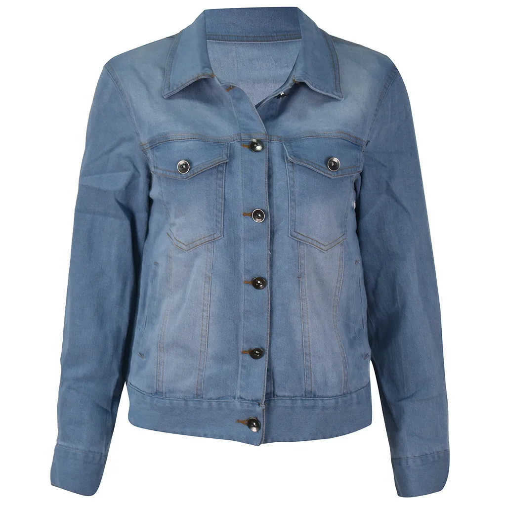 Женская джинсовая куртка с отложным воротником в стиле ретро свободная