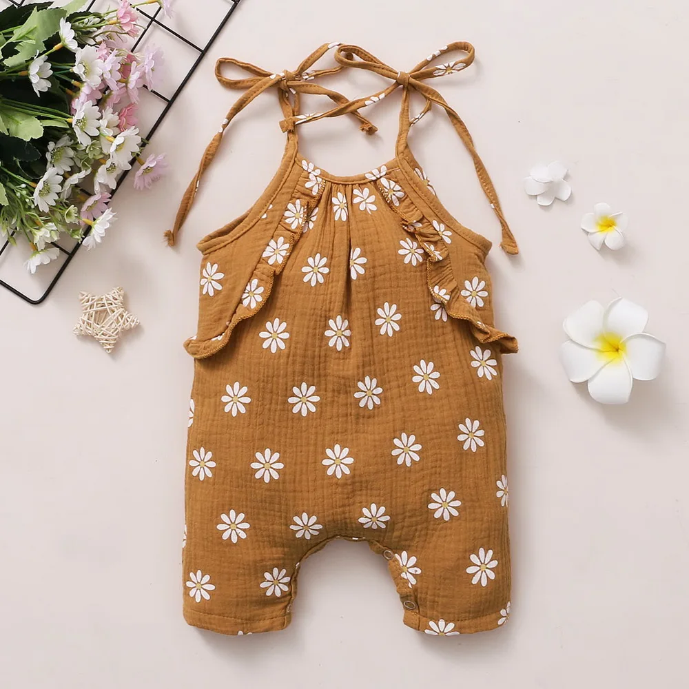 Одежда для новорожденных с цветочным узором и рюшами маленьких девочек