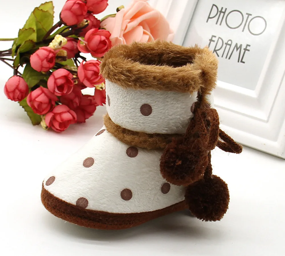 

Newborn Baby Girls Boys Soft Booties Dots Pompom Snow Boots Infant Toddler Newborn Warming Shoes New Fashion Comfortable Shoes