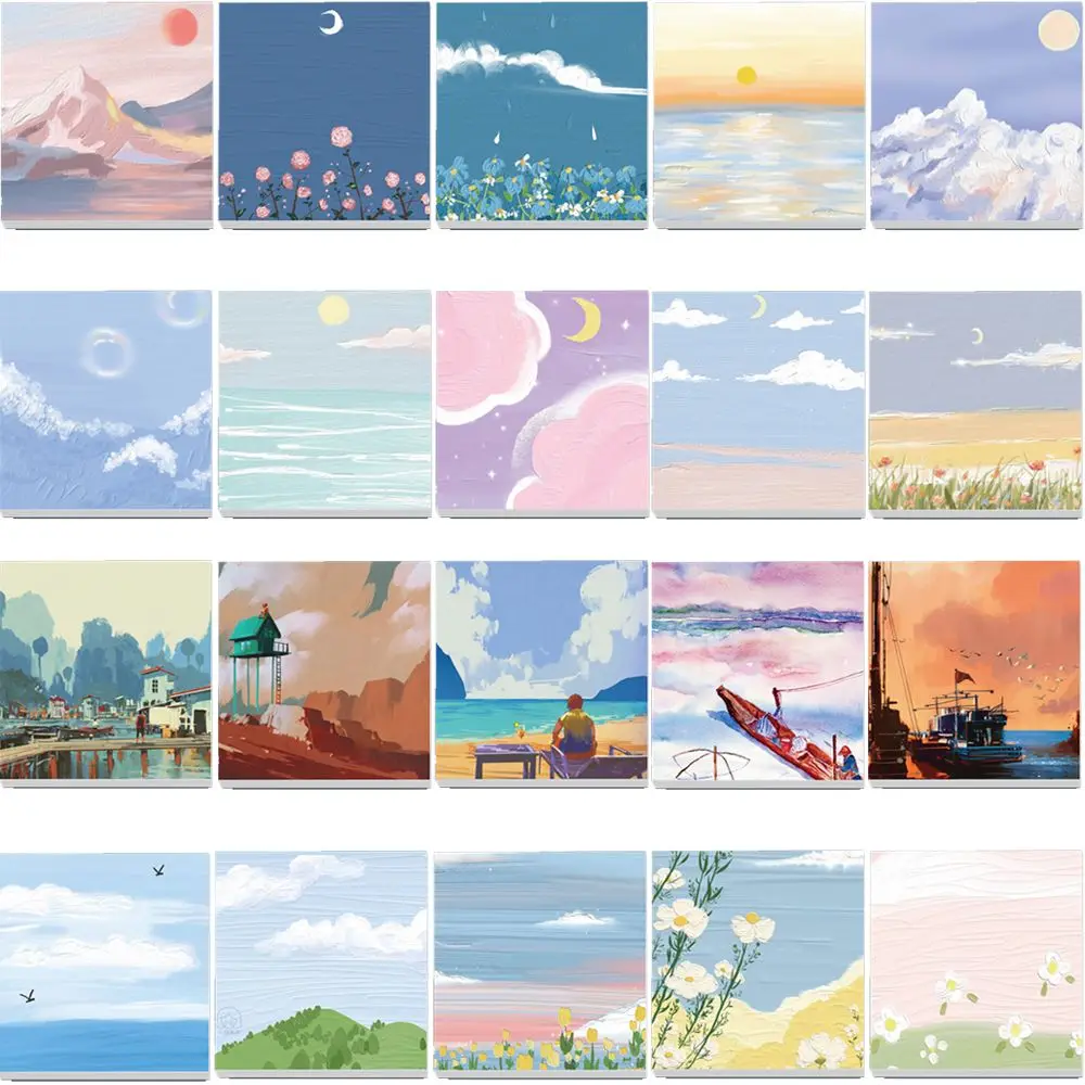 Блокнот для заметок с изображением неба облаков Луны 90 страниц стикеры