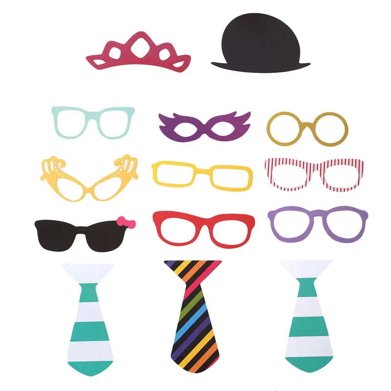 58PCs/set Photobooth Props Glasses Hat DIY Mustache Lip On A Stick Mask Wedding Birthday Party Decoration Accessories Supplies | Дом и сад